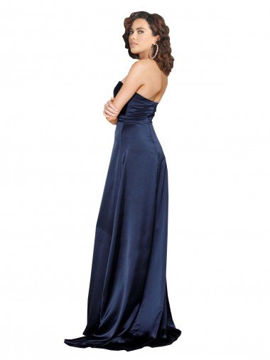 Affordable Knotted Sweetheart Formal Silky Satin Bridesmaid Dress / Prom Dress with High Side Split UK