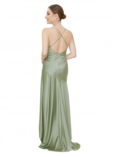 Affordable Formal Silky Satin Bridesmaid Dress / Prom Dress with Bias Cut Skirt UK