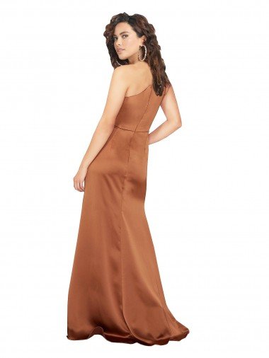 Affordable One Shoulder Formal Silky Satin Bridesmaid Dress / Prom Dress UK