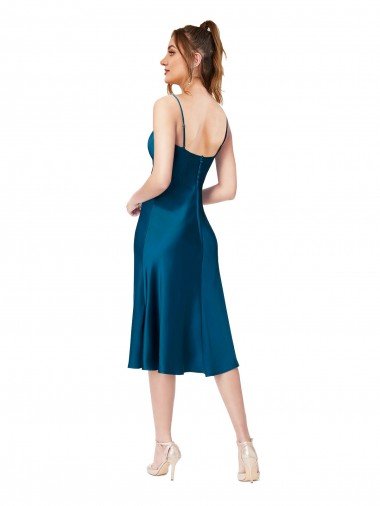 Affordable Midi Cocktail Length Silky Satin Bridesmaid Dress / Prom Dress UK