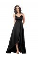 Affordable High Low V-Neckline Formal Silky Satin Tulip Bridesmaid Dress / Prom Dress with Wrap Skirt UK