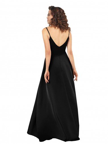 Affordable High Low V-Neckline Formal Silky Satin Tulip Bridesmaid Dress / Prom Dress with Wrap Skirt UK