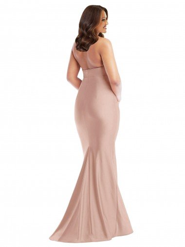 Affordable Criss Cross Halter Open Back Formal Silky Satin Mermaid Bridesmaid Dress / Prom Dress UK