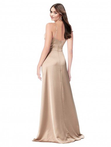 Affordable Formal Silky Satin Bridesmaid Dress / Prom Dress with Draped Surplice Bodice UK