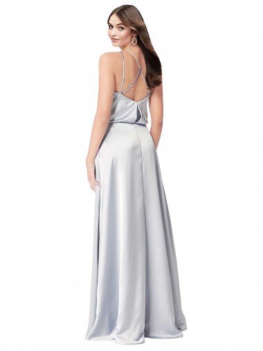 Affordable Halter Neck Formal Silky Satin Bridesmaid Dress with Strappy Back UK