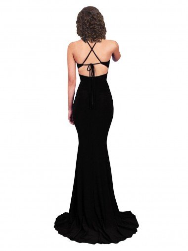 Affordable Fishtail Shaped V-Neck Open Back Formal Spandex Bridesmaid Dress / Prom Dress UK