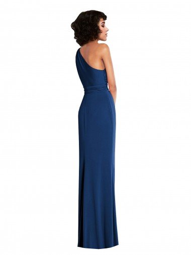 Affordable Grecian Inspired One Shoulder Twist Draped Maxi Spandex Bridesmaid Dress / Prom Dress UK