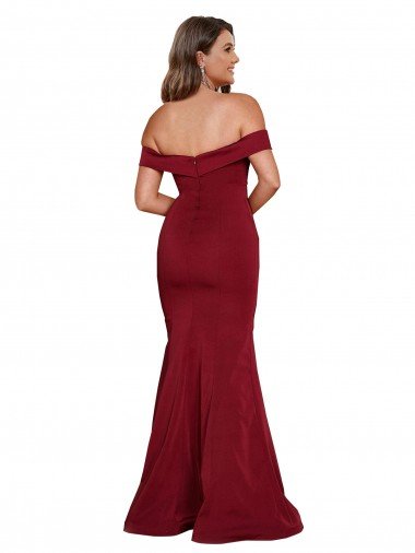 Affordable Off Shoulder Sleeves Sweetheart Neckline Long Formal Spandex Bridesmaid Dress / Prom Dress UK