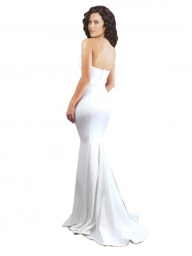 Affordable Sweetheart Strapless High Neck Long Formal Crepe Bridesmaid Dress / Prom Dress UK