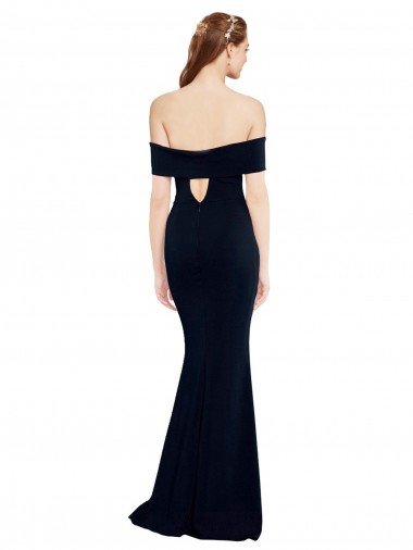 Affordable Off the Shoulder Fitted Formal Crepe Bridesmaid Dress / Prom Dress with Back Cut Out UK