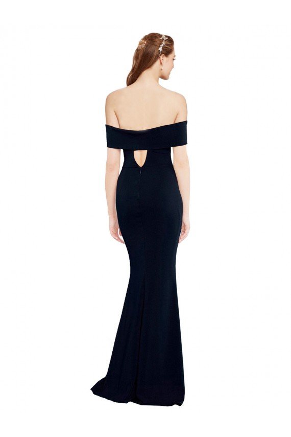Affordable Off the Shoulder Fitted Formal Crepe Bridesmaid Dress / Prom Dress with Back Cut Out UK