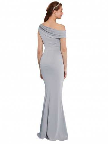 Affordable Off the Shoulder Asymmetrical Mermaid Formal Crepe Bridesmaid Dress / Prom Dress UK