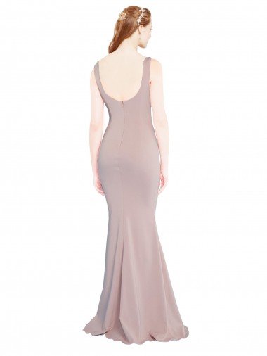 Affordable Sleeveless Scoop Neck Fully Lined Formal Crepe Bridesmaid Dress / Prom Dress UK