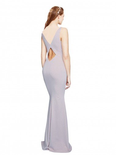 Affordable Cut-Out Back V-Neckline Mermaid Formal Crepe Bridesmaid Dress / Prom Dress Keyhole Back UK