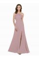 Affordable High Neck Crepe Bridesmaid Dress / Prom Dress with Pleats and Keyhole Back UK