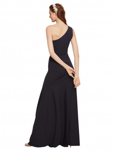 Affordable Fit and Flare Formal Crepe Bridesmaid Dress / Prom Dress with One Shoulder UK