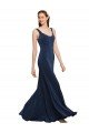 Affordable Fit and Flare Long Formal Crepe Bridesmaid Dress / Prom Dress with Round Neck UK