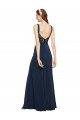 Affordable Fit and Flare Long Formal Crepe Bridesmaid Dress / Prom Dress with Round Neck UK