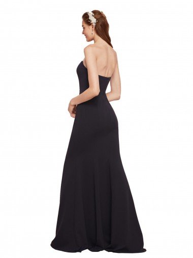 Affordable Strapless Bodycon Long Formal Crepe Bridesmaid Dress / Prom Dress with High Slit UK