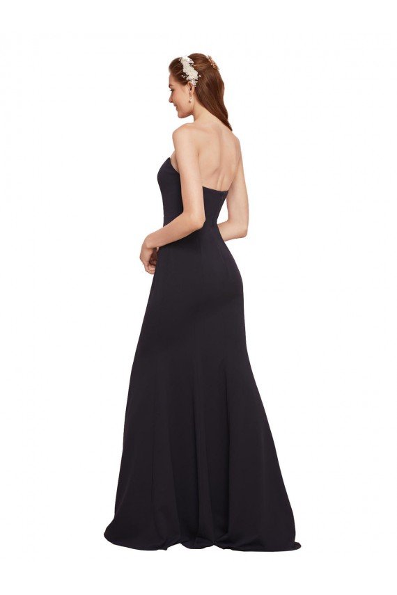 Affordable Strapless Bodycon Long Formal Crepe Bridesmaid Dress / Prom Dress with High Slit UK