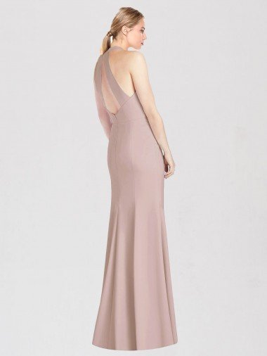 Affordable High Neck Cutout Halter Trumpet Bridesmaid Dress UK