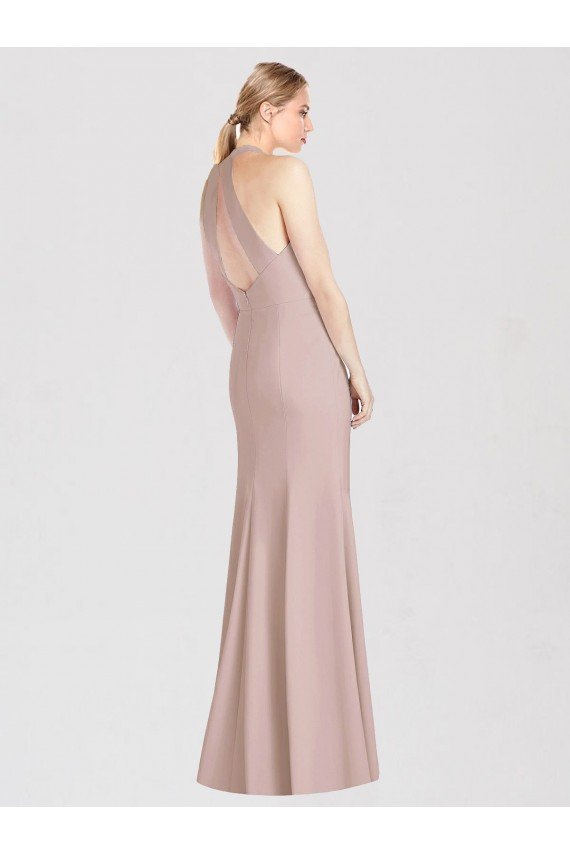 Affordable High Neck Cutout Halter Trumpet Bridesmaid Dress UK