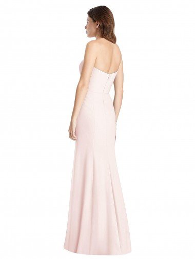 Affordable Strapless Crepe Trumpet Bridesmaid Dress / Prom Dress with Front Slit UK