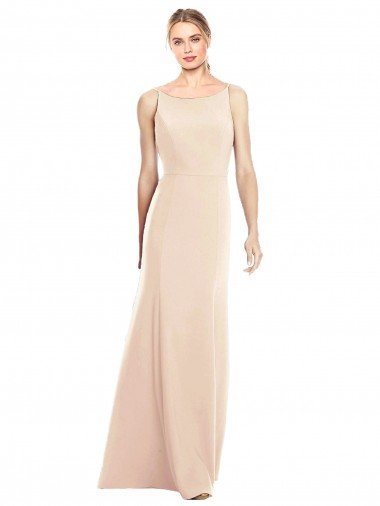 Affordable V-Spaghetti Strap Open Back Bateau Neck Trumpet Bridesmaid Dress / Prom Dress UK