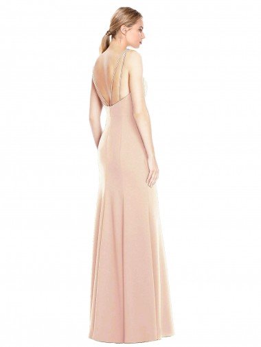 Affordable V-Spaghetti Strap Open Back Bateau Neck Trumpet Bridesmaid Dress / Prom Dress UK
