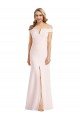 Affordable Off the Shoulder Notch Trumpet Formal Crepe Bridesmaid Dress / Prom Dress with Front Slit UK