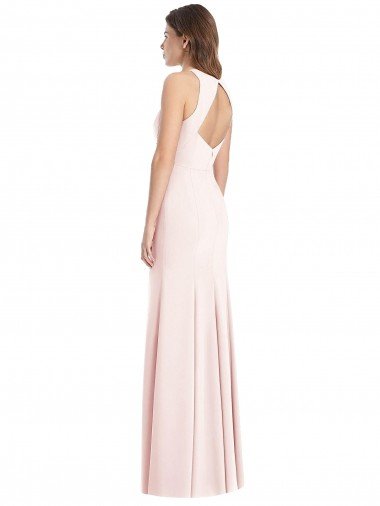 Affordable Diamond Cutout Back Trumpet Bridesmaid Dress / Prom Dress with Front Slit UK
