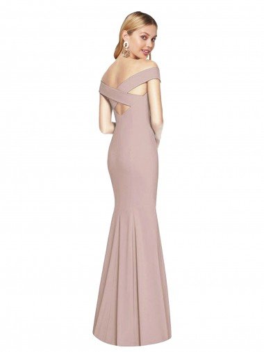 Affordable Off the Shoulder Criss Cross Back Trumpet Bridesmaid Dress / Prom Dress UK