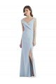 Affordable Romantic Off the Shoulder Long Maxi Bridesmaid Dress with Side Slit UK