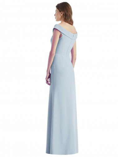 Affordable Romantic Off the Shoulder Long Maxi Bridesmaid Dress with Side Slit UK