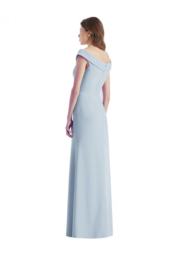 Affordable Romantic Off the Shoulder Long Maxi Bridesmaid Dress with Side Slit UK