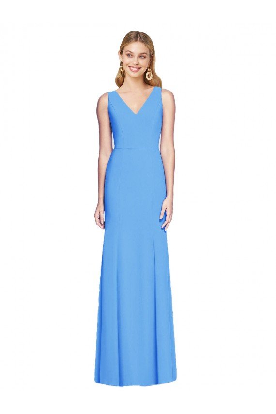 Affordable Flattering Trumpet Long Sleeveless Bridesmaid Dress / Prom Dress with Open Back UK
