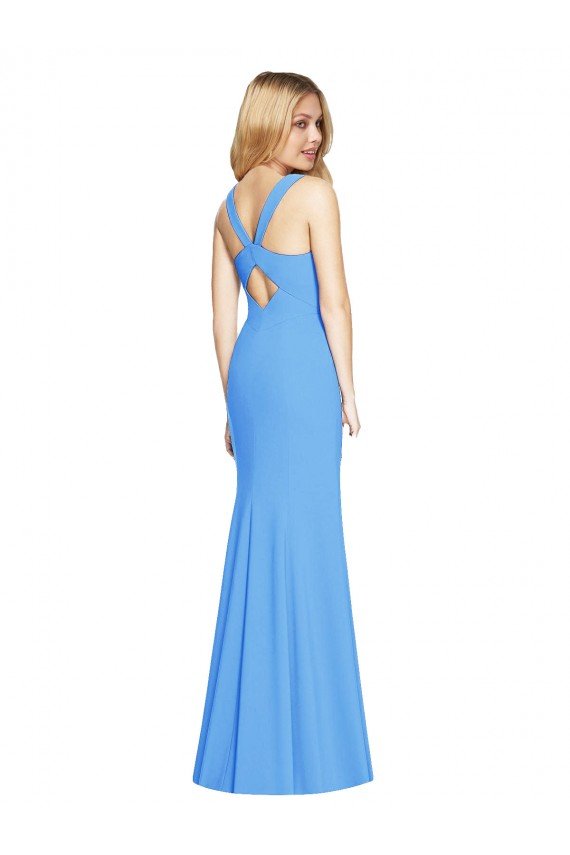 Affordable Flattering Trumpet Long Sleeveless Bridesmaid Dress / Prom Dress with Open Back UK