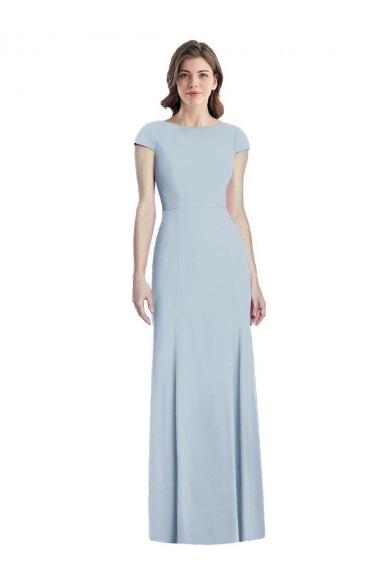 Affordable Bateau Neck Cap Sleeves Open Back Trumpet Bridesmaid Dress / Prom Dress UK