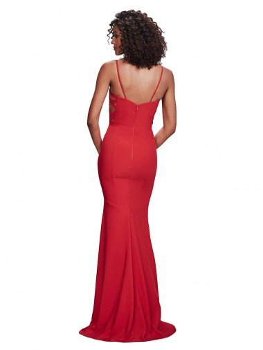 Affordable Spaghetti Strap Slip Neckline Formal Crepe Bridesmaid Dress / Prom Dress UK