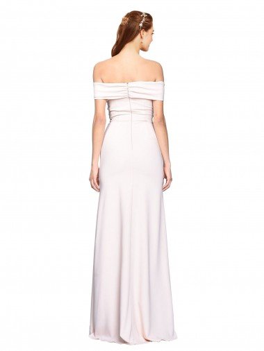 Affordable Criss Cross Off the Shoulder Formal Crepe Bridesmaid Dress / Prom Dress with Side Slit UK
