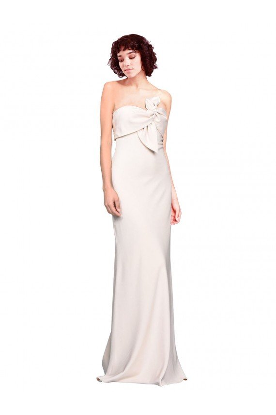 Affordable Strapless Crepe Fitted Bridesmaid Dress / Prom Dress with Twist Bow UK