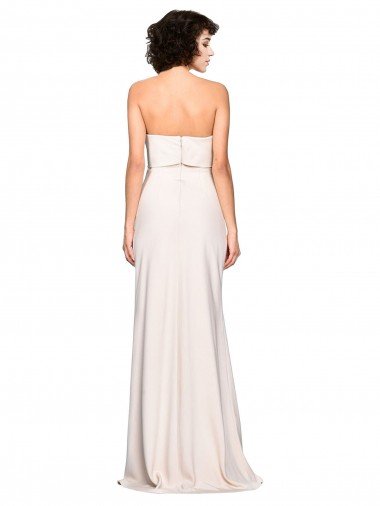 Affordable Strapless Crepe Fitted Bridesmaid Dress / Prom Dress with Twist Bow UK