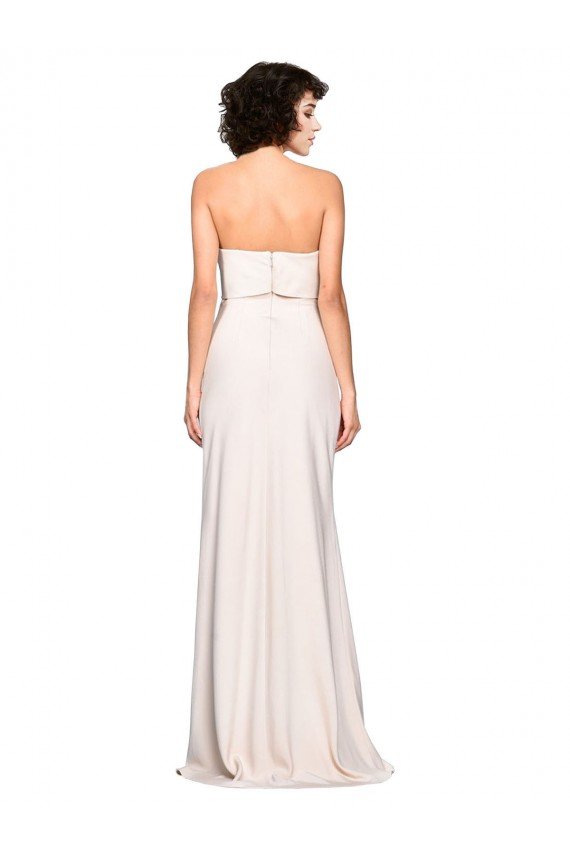 Affordable Strapless Crepe Fitted Bridesmaid Dress / Prom Dress with Twist Bow UK