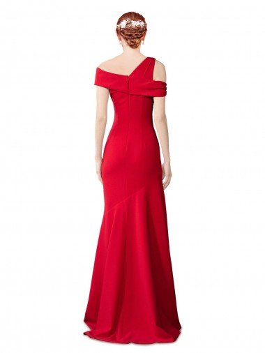 Affordable Sleeveless Ruched Formal Crepe Mermaid Bridesmaid Dress / Prom Dress with Off The Shoulder Detail UK