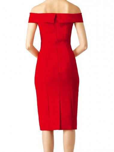 Affordable Off the Shoulder Square Neck Cocktail Length Bridesmaid Dress / Prom Homecoming Dress UK