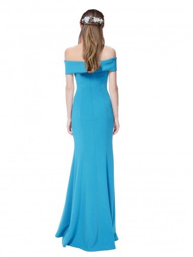 Affordable Off the Shoulder Formal Crepe Bridesmaid Dress / Prom Dress with Fitted Silhouette UK
