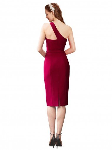 Affordable One Shoulder Short Formal Crepe Cocktail Length Bridesmaid Dress / Prom Homecoming Dress UK