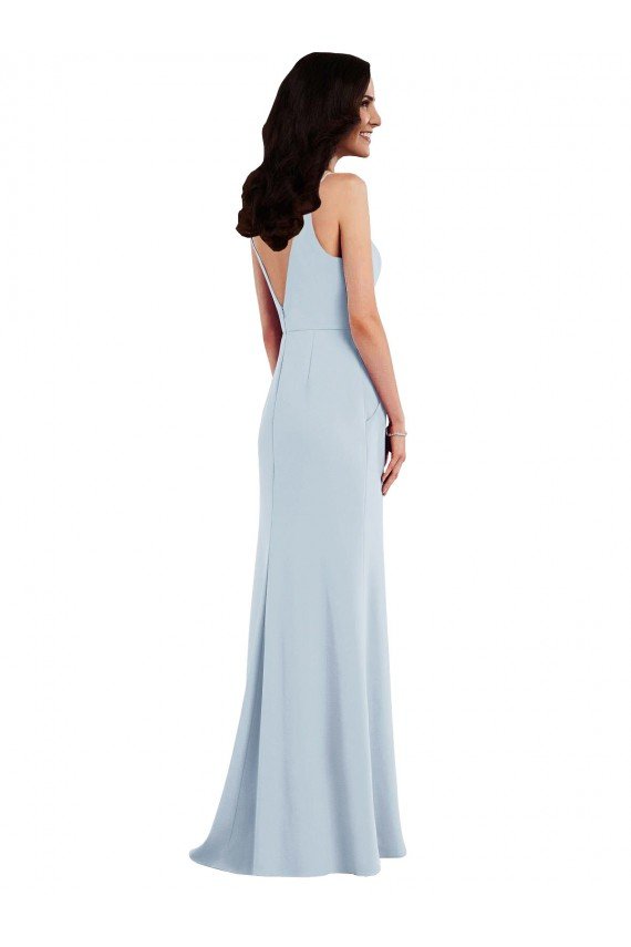 Affordable V Back Spaghetti Strap Maxi Bridesmaid Dress / Prom Dress with Pockets UK