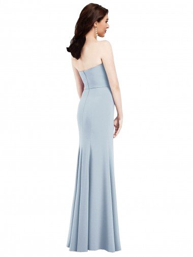 Affordable Strapless Notch Crepe Bridesmaid Dress / Prom Dress with Front Slit UK
