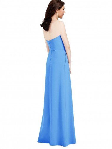 Affordable Strapless Pleated Skirt Crepe Bridesmaid Dress / Prom Dress with Pockets UK